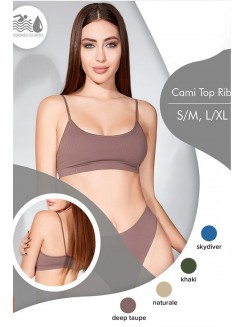 Бесшовный топ в рубчик на тонких бретельках GIULIA Cami Top Rib