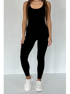 Безшовний комбінезон в рубчик на широких бретельках Jumpsuit Rib Long NTF