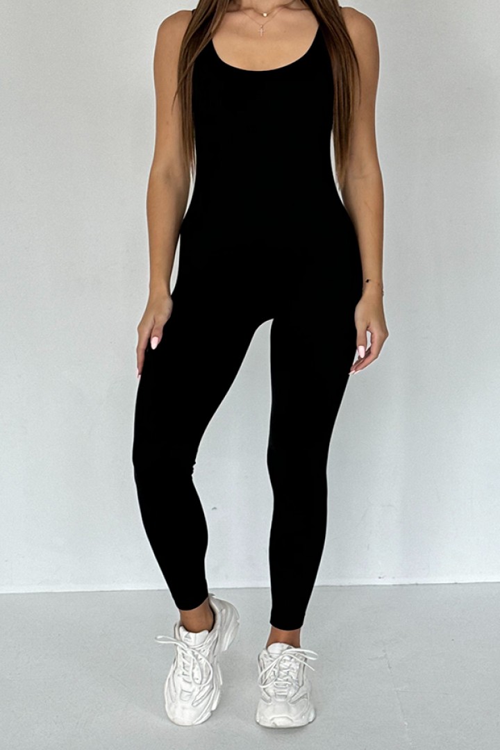 Бесшовный комбинезон в рубчик на широких бретельках Jumpsuit Rib Long NTF