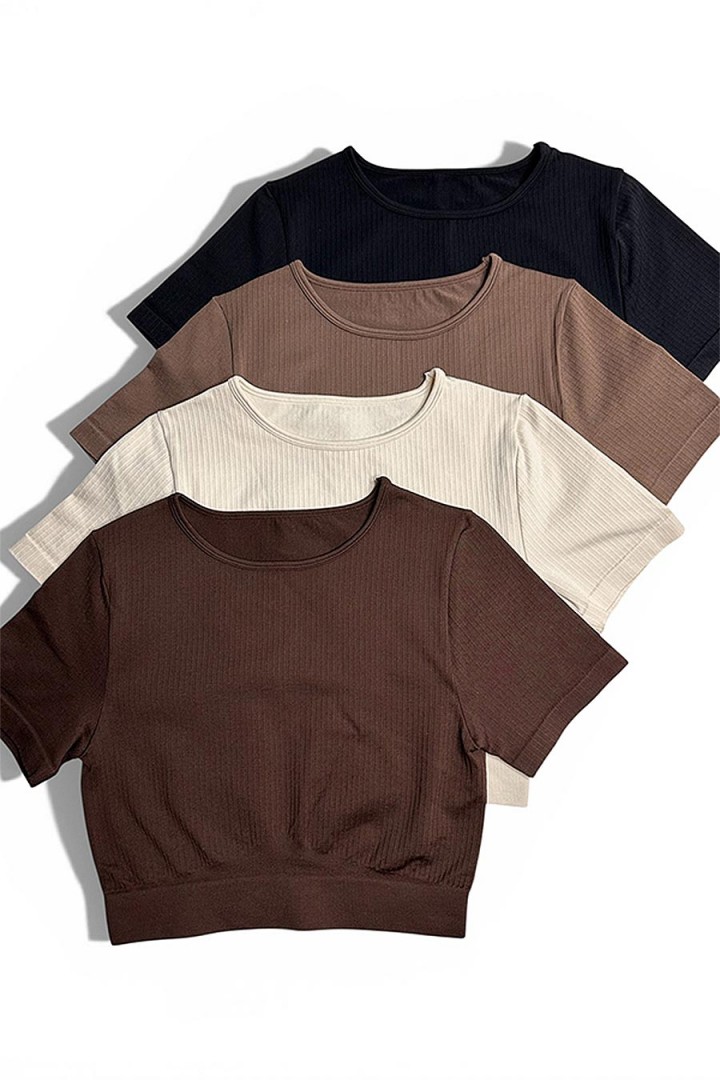 Безшовна жіноча вкорочена футболка в рубчик Crop T-Shirt Rib Luxe