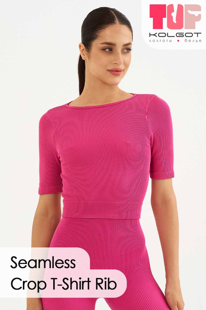 Женская бесшовная укороченная футболка в рубчик Crop T-Shirt Rib TOP-Kolgot ™